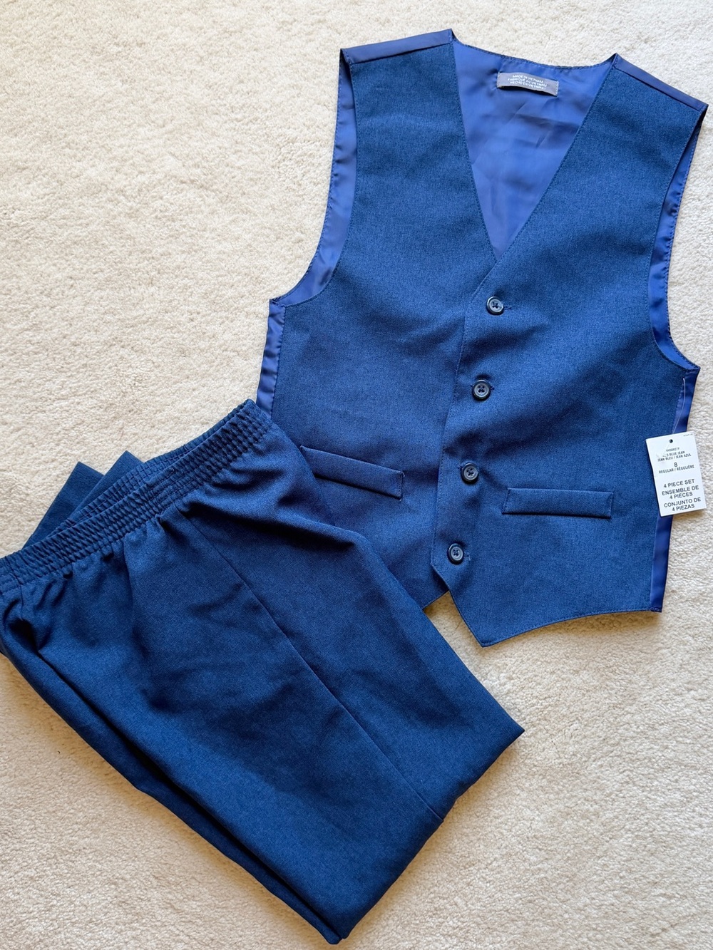 Van Heusen 2 piece suit set - NEW vest & pants Navy Blue Boys Size 8